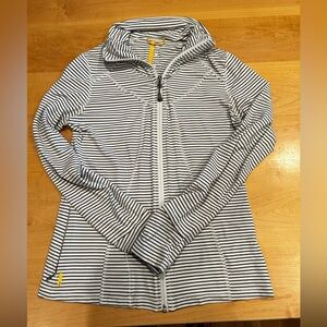Lole - White With Gray Stripes Front Zip Top Size M